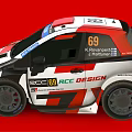 Red White Black High Performance Racing Car With RCC EC 69 Race Design Logos