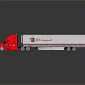 Red Cab White Trailer Truck with El Eagle Logo on Reflective Surface 3d model
