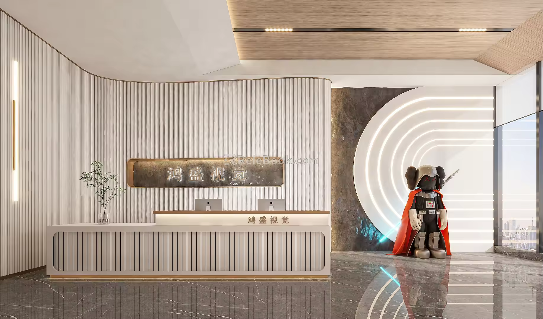 Modern Front Office Front Desk 3d model
