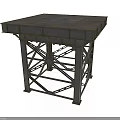Sturdy Industrial Metal Platform With Square Top And Crossed Frame Structure