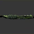 Modern Detailed Miniature Terrain Model with Green Grass Ponds and Pathways
