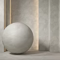 Sphere Structure In Modern Interior With Gray Textured Wall And Wooden Frame 3d model