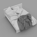Double Bed with White Headboard White Pillows and Gray Blanket in Casual Bedding Setup