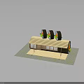 Sushi Roll Shaped Building With Wooden Structure Bamboo Roof And Windows On Brick Paved Ground