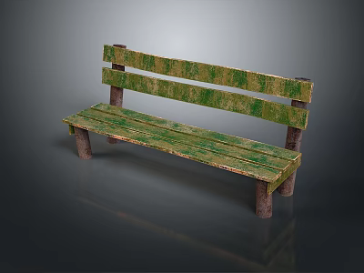 Outdoor Wooden Chair With Green And Brown Stripes And Simple Backrest Design 3d model