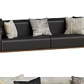 Stylish Black and Beige Three Seater Sofa With Decorative Throw Pillows 3d model