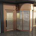 Modern Commercial Building Facade With Glass Gold Frames And Marble Accent Design Elements