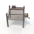Metal Frame Shelf With Wooden Slats Chain And Small Storage Box