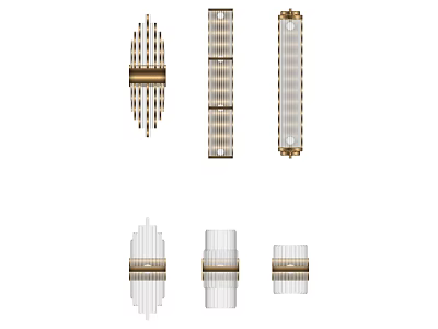 Elegant Modern Wall Lamps With Striped Glass Shades And Metal Frames 3d model