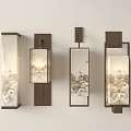Modern Wall Sconces With Metal Frames And Glass Shades Featuring Decorative Patterns 3d model