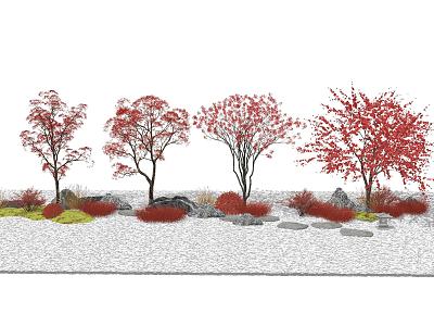 Landscape Plant Modeling Red Maple Modeling Plant Pentagram Acer truncatum Trees Shrub Landscape Grass Landscape Tree Fake Mountain Stone model