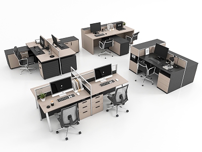 Office desk and chair combination model