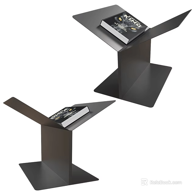 Decorative Ornament Set with Black Display Stands and Patterned Books for Home Decor Accent 3d model 