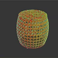 Orange Woven Round Stool With Hollow Openwork Design And Modern Stylish Appearance