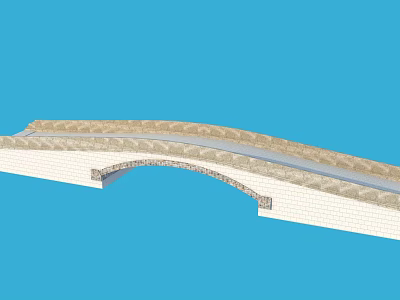 Light Colored Stone Arch Bridge With Curved Structure And Masonry Design 3d model