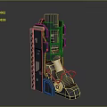 Industrial Mechanical Equipment With Detailed Metal Structure Control Panel And Mechanical Arm