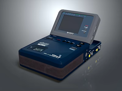 Sony Blue Digital Tape Player With Display Screen And Control Buttons Design 3d model