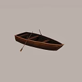 Traditional Wooden Rowing Boat With Oar And Natural Wood Structure