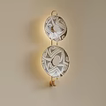 Geometric Pattern Circular Wall Decor Pieces With Golden Bracket On Beige Background 3d model