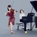 Two Performers Playing Violin And Piano Together