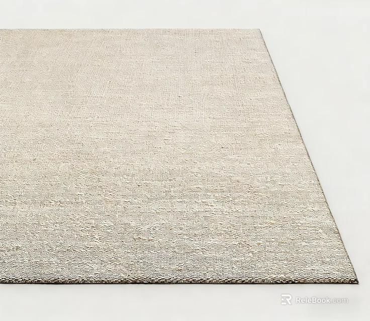 Light Beige Woven Textured Square Rug For Modern Minimalist Living Room Interior Decor 3d model 