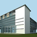 Modern Office Building With Glass Facade And Unique Architectural Structure 3d model