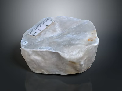 Natural Raw Stone Material Block With Measuring Ruler Showing Surface Texture And Dimensions 3d model