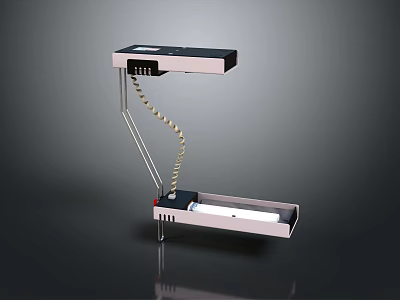 Modern Adjustable Desk Lamp With Black Top White Base And Coiled Wire 3d model