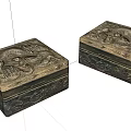 Decorative Ornament Set Two Boxes With Intricate Dragon Carvings For Home Decor