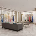 Elegant Modern Clothing Store Interior Design With Fashion Display Racks And Decorative Plants