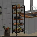 Rolling Kitchen Storage Rack With Multiple Tiers Holding Jars Toaster Fruits Vegetables In Modern Kitchen