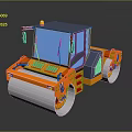 Yellow And Black Road Roller With Cab Windshield And Heavy Duty Construction Roller Drum 3d model