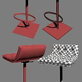 Modern Bar Stools with Tufted Padded Seat and Chrome Square Base Design 3d model