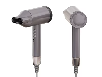 Two Modern Gray Hair Dryers As Essential Household Electrical Appliances 3d model