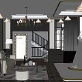 Elegant Bridal Shop Interior With White Wedding Dress Mannequin Sofa Chandelier Mirror And Rug