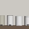 Modern Pedal Trash Bins in Beige and White Colors for Home Use on Wooden Floor