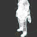 Detailed 3D Sculpture of Orange and Black Protective Suit with Helmet Backpack and Equipment