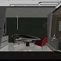 Modern Public Office Space With Red Padded Wall And Gray Carpet Reception Desk