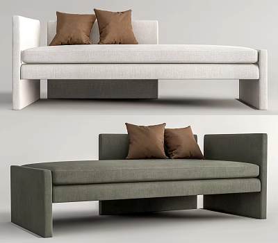 Stylish Modern Chaise Lounge with Light and Dark Upholstery and Brown Cushions for Contemporary Living 3d model