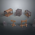 Household Items Featuring Various Wooden Metal Cages And Stands For Home Decor