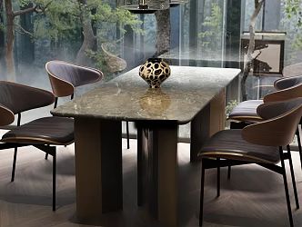 Italian Dining Table and Chair Dining Table and Chair Combination Modern Italian Dining Table and Chair Italian Minimalist Dining Table and Chair Dining Table and Chair 3d model