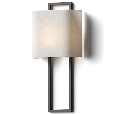 Modern Simple Wall Lamp with Fabric Shade and Black Metal Rods for Interior Decoration Design 3d model