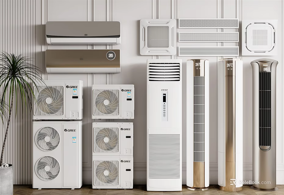 Haier Air Conditioners and Fans Collection with Wall Mounted Floor Standing Models 3d model 