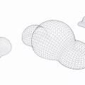 Wireframe Cloud 3D Mesh Design With Digital Grid Models And Structure 3d model