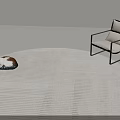 Soft Textured Circular Rug With Cat Resting And Modern Chair Indoor