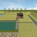 modern paddy field ecological paddy field 3d model