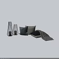 White And Dark Blue Decorative Pillows With Blanket Vase And Candle