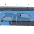 Outdoor Tennis Court With Blue Surface And Fenced Area For Fitness Activity