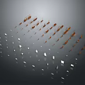 Multiple Orange And White Water Transport Vehicle Models Arranged On Gray Background