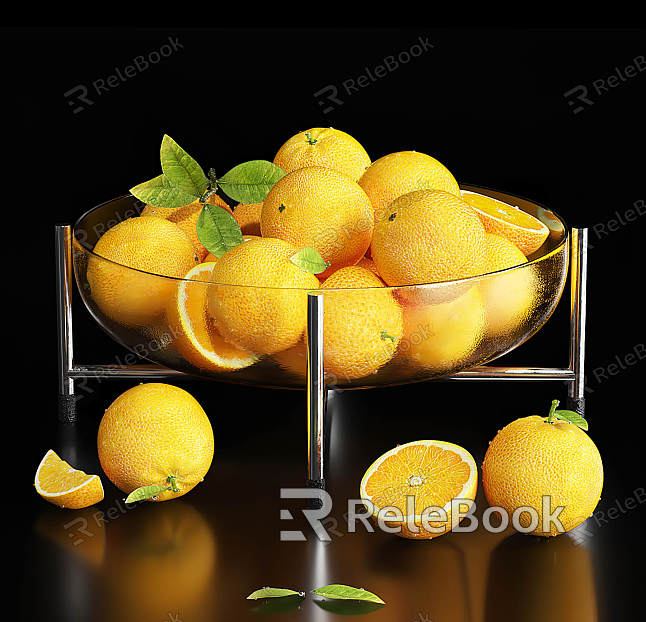 Modern orange fruit ornaments lemon fruit plate decorations model